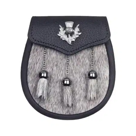 Semi Dress Natural Calfskin Sporran Thistle Badge