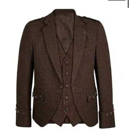 Scottish Dark Brown Tweed Argyll Kilt Jacket