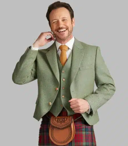 Green Lovat Tweed Jacket Kilt Outfit