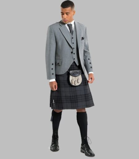 Grey Spirit Tweed Jacket Kilt Outfit