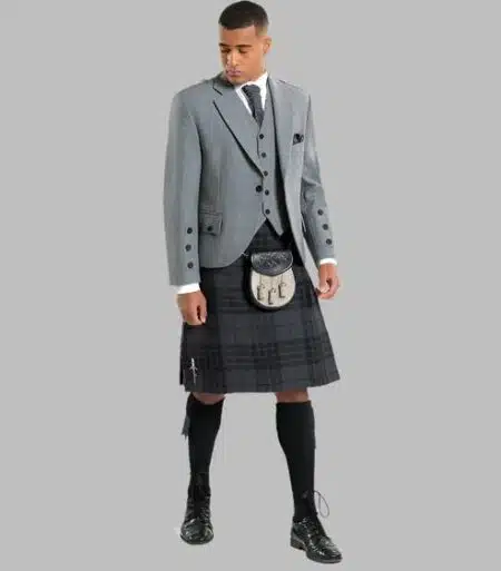 Grey Spirit Tweed Jacket Kilt Outfit