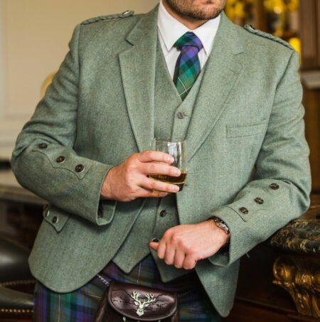 Moss Green Tweed Jacket and Vest