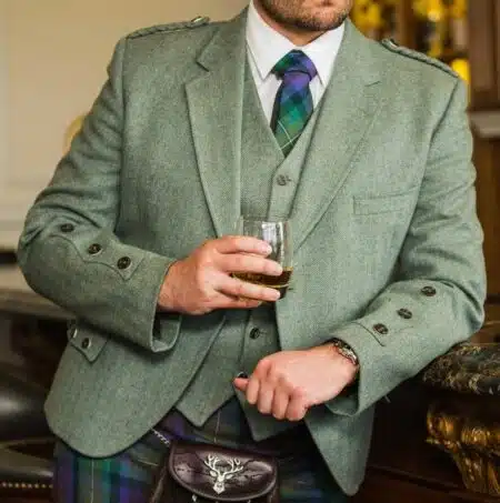Moss Green Tweed Jacket and Vest
