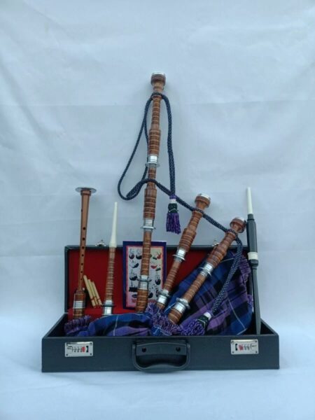 Pride Of Scotland Tartan Natural Finish Bagpipe Set