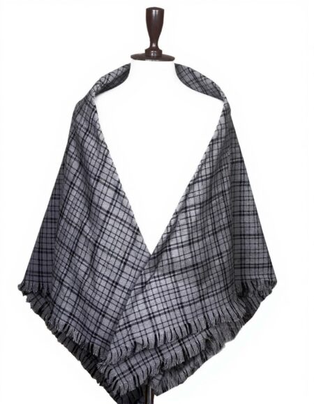 Black Dark Shadow Tartan Shawl