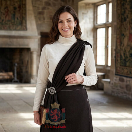 Solid Black Tartan Woman Sash
