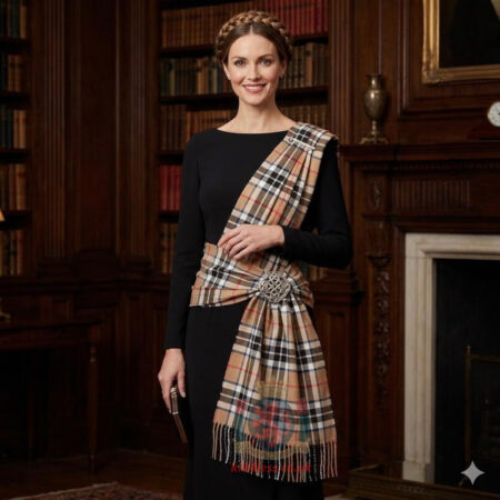 Thompson Camel Tartan Woman Sash
