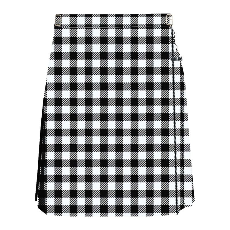 Black and White Tartan Kilt For Women