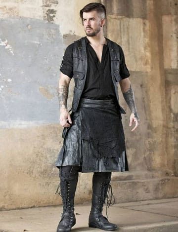 Gothic Style Leather Kilt for Men